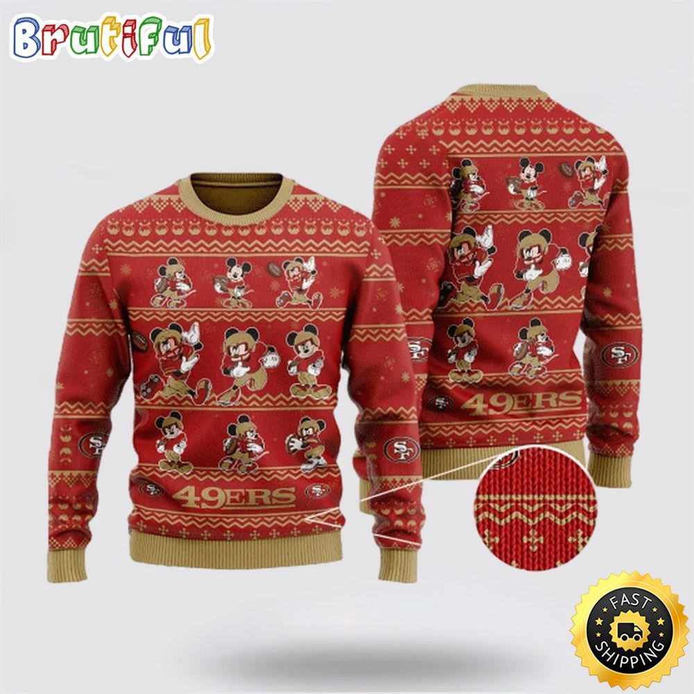 San Francisco 49ers Ugly Christmas Sweater Captain Mickey Mouse Perfect Gift For Football Fans