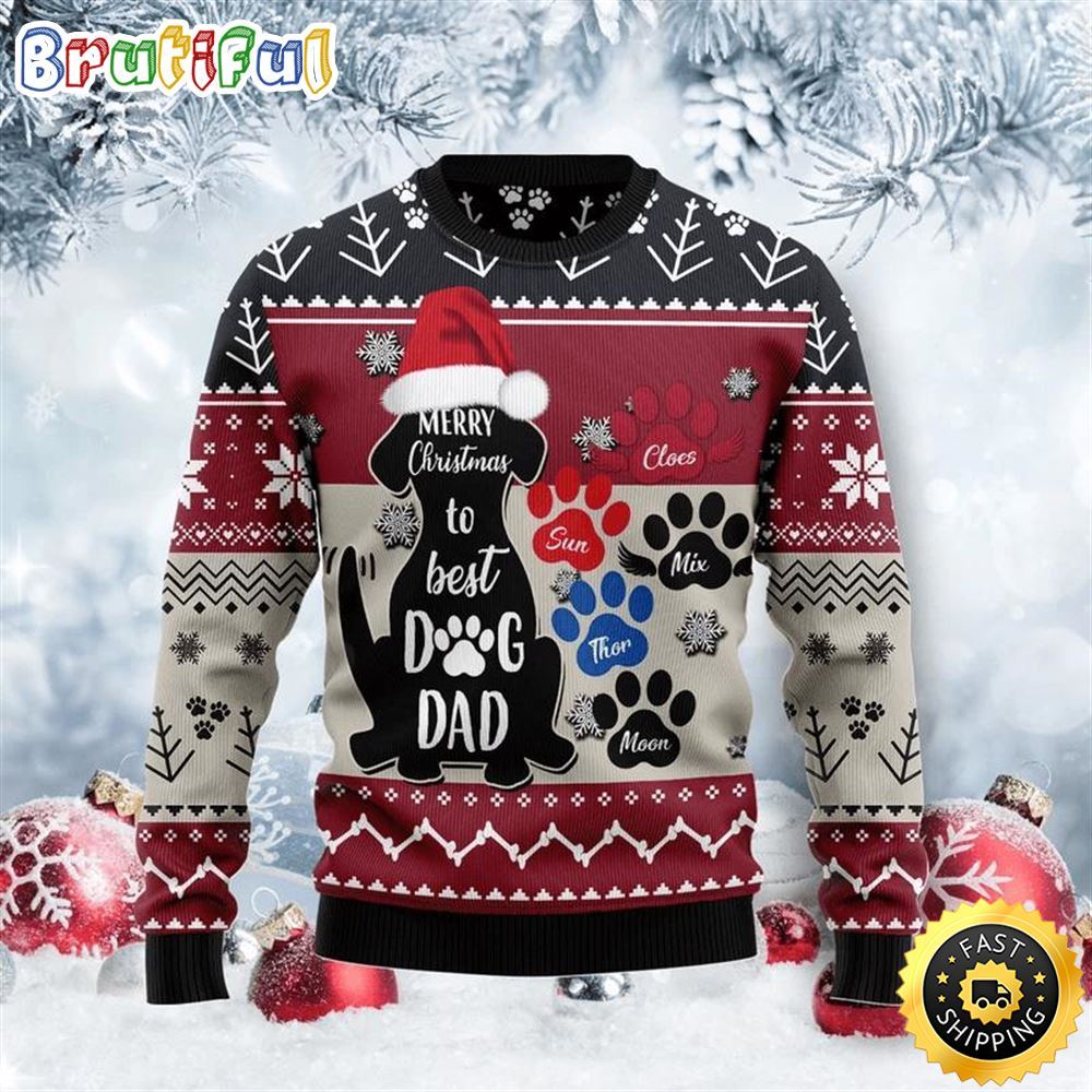To Best Dog Dad Ugly Christmas Sweater Show Your Love For Your Furry Friend