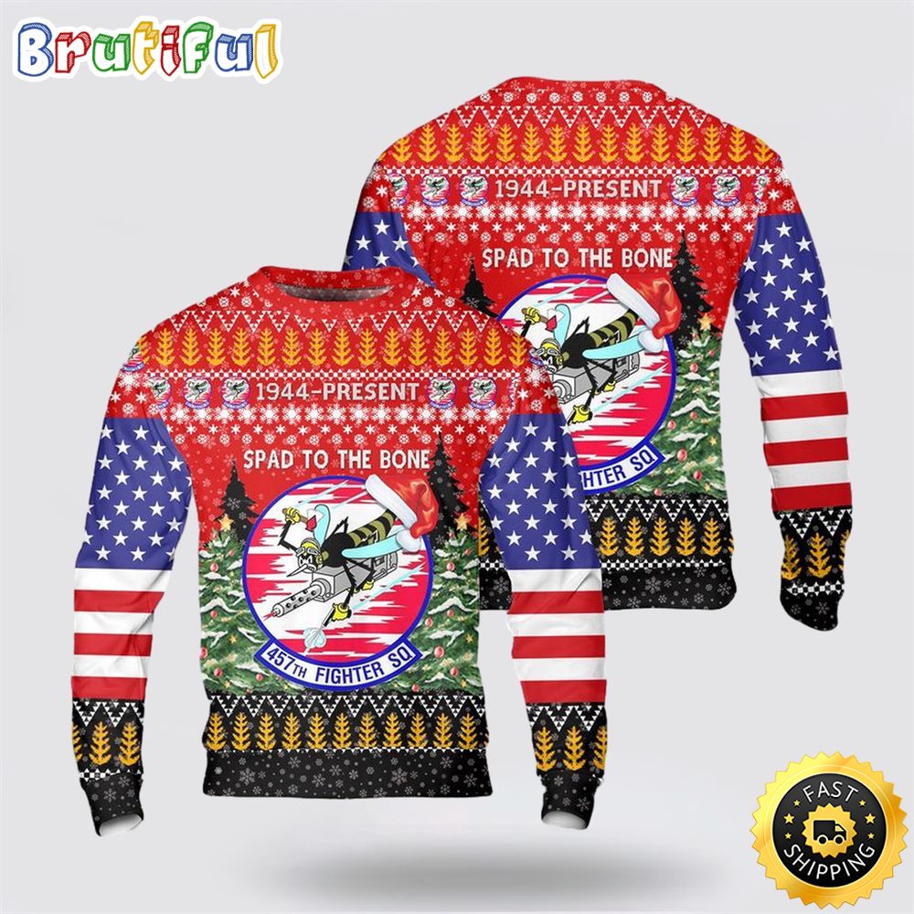 US Air Force 457th Fighter Squadron Christmas Sweater 3D