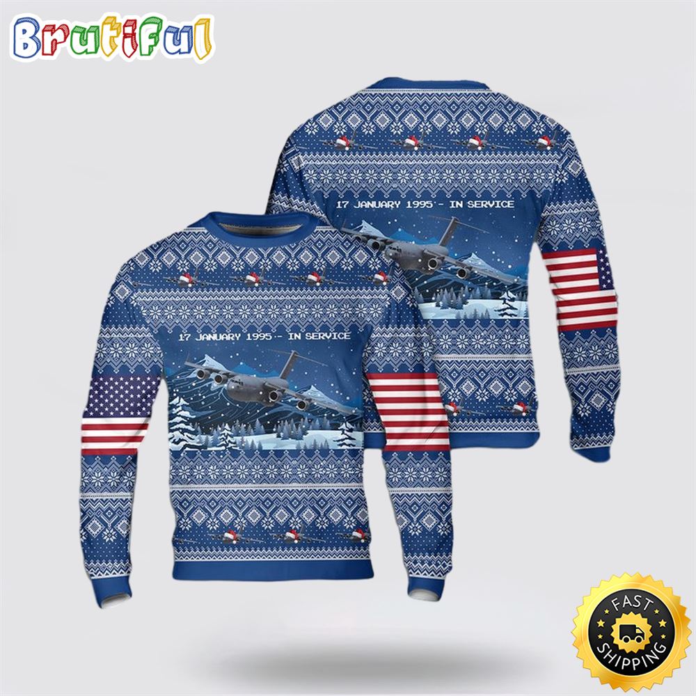 US Air Force Boeing C-17 Globemaster III Christmas Sweater 3D